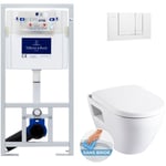 Pack wc Bâti-support avec Cuvette Serel SM26 sans bride + Abattant softclose + Plaque blanche (ViConnectSM26-2) - Villeroy&boch