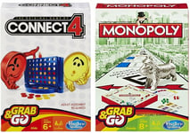 Connect 4 And Monopoly Grab and Go Travel Board Game Bundle