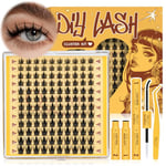 QUEWEL Fairy Faux Cils, Manga Extension Cils Mix 10-18mm DIY Kit Extension Cils Avec Lash Bond and Seal, pince Faux Cils à épiler pour DIY Faux Cils Naturel (FD-Manga Kit)