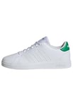 adidas Advantage Base 2.0 Shoes Junior Tennis, Cloud White/Cloud White/Green, 3 UK