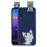 Rose-Otter Compatible pour Housse Coque Samsung Galaxy A70 Etui Silicone TPU Gel Ultra Fine Slim Antichoc Bumper Cover avec 3D Motif Chat + Bleu Foncé