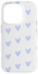 Coque pour iPhone 14 Pro Cœurs bleu clair sur fond blanc