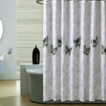 GONOVE Shower Curtain for Bathroom 200 x 200 cm Anti-Mould Mildew Resistant Waterproof Polyester Fabric Butterfly Shower Curtain Liner Bath Curtain with Hooks, Washable and Weighted Hem