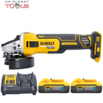 Dewalt DCG405 18V XR Brushless Angle Grinder 125mm + 2 x 5Ah Batteries & Charger