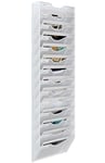 EasyPAG 14 Compartiments Métal Porte Revue Mural Porte Document Suspendu A4 Organisateur de Bureau à Suspendre Banette de Rangement Range Papier Corbeille a Courrier Murale,Blanc