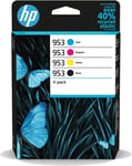 Genuine HP 953 4 Pack Ink Cartridges, OfficeJet Pro 7740, April-2023,  6ZC69AE