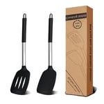 Spatule Silicone,Ensemble de 2 Spatules Cuisine, Résistant à La Chaleur, Set D'ustensiles de Cuisine, Spatule en Silicone sans BPA, Ustensiles de Cuisine Silicone