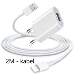 iPhone Laddare 5/6/7/8/X/11/12 PRO MAX + 2M Lightning Kabel