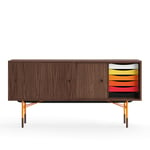 House of Finn Juhl - Sideboard With Tray Unit, Walnut Veneer, Orange Steel, Warm - Sideboards - Finn Juhl - Tre farget - Metall/Tre