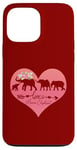 Coque pour iPhone 13 Pro Max Cœur floral rose foncé maman éléphant trois bébés veaux