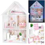 Green series Grande et Belle Maison de Poupee en Bois – Maison de Poupee, Maison en Bois, pour poupées du Type Barbie, 25 Accessoires fournis, GS0077