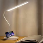 GABRIELLE Lampe de bureau LED sans fil rechargeable par USB 1200 mAh alimentée par batterie, contrôle tactile 3 couleurs 6 luminosité réglable, lampe