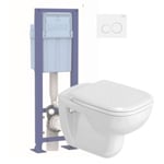 Pack WC suspendu DURAVIT D-code avec abattant + bati support SIAMP + Plaque de commande blanche