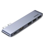 Ugreen Hub 2xUSB-C - USB-C PD / HDMI / 3x USB 3.0 MacBook Prolle / Air - harmaa