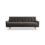 Habitat Fenner Velvet 3 Seater Sofa - Grey Ash Leg Slate