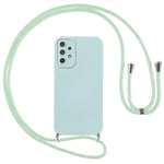 Vauki Coque pour Samsung Galaxy A52s 5G/A52 4G/5G avec Cordon, Etui avec Collier - Tour de Cou Lanière en Corde - Silicone Housse avec Réglable Chaine pour Samsung A52s 5G, Bandouliere - Bleu