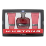 Mustang Red 3 Piece Gift Set: Eau De Toilette 100ml - Aftershave Balm 100ml - Hair  Body Wash 100ml