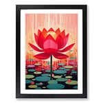 Lotus Flower Constructivism No.3 Framed Wall Art Print, Ready to Hang Picture for Living Room Bedroom Home Office, Black A2 (48 x 66 cm)