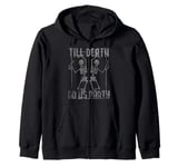 Halloween Till Death Do Us Party Distressed Skeleton Dance Zip Hoodie