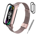 BANGTING Bracelet de Remplacement en Métal Compatible avec Xiaomi Mi Band 3/4 / 5/6, Bandes pour Xiaomi Mi Band 6 Bracelet Bracelets Accessoires pour Mi Fit 5 Sangles (Rose)