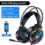 USB 7.1 Casque de jeu stéréo 7.1 S Virtual Surround Bass avec micro et lumière LED, écouteur pliable pour ordinateur PC Gamer, écouteur de sauna ""Nipseyteko