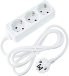 Multipr Blanche 3 Pr S Rallonge Sans Interrupteur Avec Câble 3G 1,5 Mm² 5 Mètres, Multipr Allemande Blanche (3 Pr S, 1,5 Mm² 5 M)