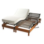 Ensemble lit relaxation électrique TPR matelas 100% latex 3 zones 63kg/m3 + sommier avec réglage fermeté au niveau lombaire  SYMPHONIE  