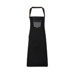 Premier Division Waxed Look Denim Bib Apron with Faux Leather - förkläde - Black Denim - One Size