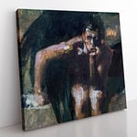 Lucifer Vol.2 by Franz von Stuck Classic Painting Canvas Wall Art Print Ready to Hang, Framed Picture for Living Room Bedroom Home Office Décor, 35x35 cm (14x14 Inch)