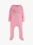 Frugi Baby Easy Bunny Babygrow, Pink Marl