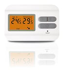 Avidsen - Thermostat - Numérique, Blanc, Petit, Réglage temporelle,Ecran LCD, rétroéclairage orange, personalisation programme chauffage - 103952