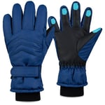 CityComfort Gants de Ski Enfant, Gant Chaud Imperméable pour Enfant Ado Garcon 6-15 Ans, Gants Thermiques Hiver Écran Tactile Neige Ski Snowboard (Bleu, 8-10 Ans)