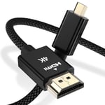 Câble Micro HDMI vers HDMI 3M,4K 60Hz Cordon Micro HDMI Type D Mâle Compatible pour Raspberry Pi 4 4b,GoPro Black Hero 7 6 5 4,Sony Camera A6300,Nikon B500,Lenovo Yoga 3 Pro 710,Canon,Zenbook