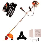 eSkde 52cc Petrol Garden Brush Cutter Strimmer Line Trimmer Kit 2 Stroke Petrol 2 in 1 Kit BC52-S23