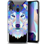 Caseink Coque pour Samsung Galaxy A20E (5.8) [Gel HD Polygon Series Animal - Souple - Ultra Fin - Imprimé en France] Loup