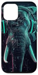 Coque pour iPhone 12/12 Pro Elephant Music Animal Casque audio art numérique Tech