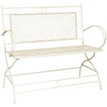 Banc en fer 120x52x79 cm Canapé Petit canapé pour jardin et entrée Canapé extérieur en métal Chaise 2 places avec accoudoirs - blanc antique