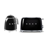 Smeg Mini Kettle and Toaster, 50’s Style Retro Range, Black