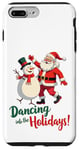 Coque pour iPhone 7 Plus/8 Plus Dancing into the Holidays Père Noël Bonhomme de neige Cadeau Homme Femme