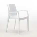 Grand Soleil - Chaise polypropylène empilable avec accoudoirs salle à manger Cream Couleur: Blanc