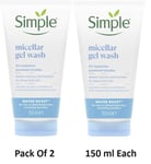 2 X SIMPLE WATER BOOST MICELLAR FACIAL GEL WASH 150 ML Each