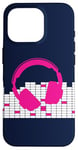 Coque pour iPhone 16 Pro Commande audio LED clignotante - Rose - Casque - Boîte de nuit