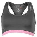 Reebok Sports Bra Ladies Womens Crossback Top GREY / PINK SIZE UK 8 - 10 S