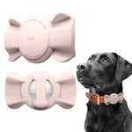 elago Pet Collar Ribbon Case Compatible with Apple AirTag, Cute Designed Holder for Dog Cat Collar Loop Harness, Premium Silicone Protective Cover [Tracking Device Not Included] (Sand Pink)