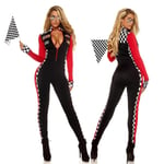 Sexig Dam Super Racer Bil Tjej Jumpsuit Racing Driver Kostym Fancy Dress Outfit -ge L