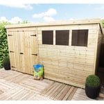 14 x 6 Pressure Treated Pent Garden Shed with Double Doors