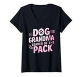 Womens Dog Grandma: Leader of the Pack Dog Grandma V-Neck T-Shirt