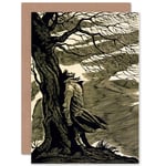 Heathcliff Wuthering Heights Bronte Black White Blank Greeting Card