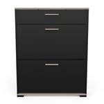 Demeyere Shoe Cabinet with 2 Hinges and 1 Drawer, Particle Boards, Contemporary Style, for Entryway, W80.8 x D24.4 x H40.8 cm, Engineered Wood, Artisan Oak/Black, L 80,8 x P 24,4 x H 101,8 cm