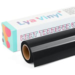 Black Heat Transfer Vinyl - Lya Vinyl 12" x 10ft Black Iron on Vinyl Roll for Cricut, Silhouette Cameo, Premium HTV for DIY Clothes, Bags, Shoes and Other Textiles